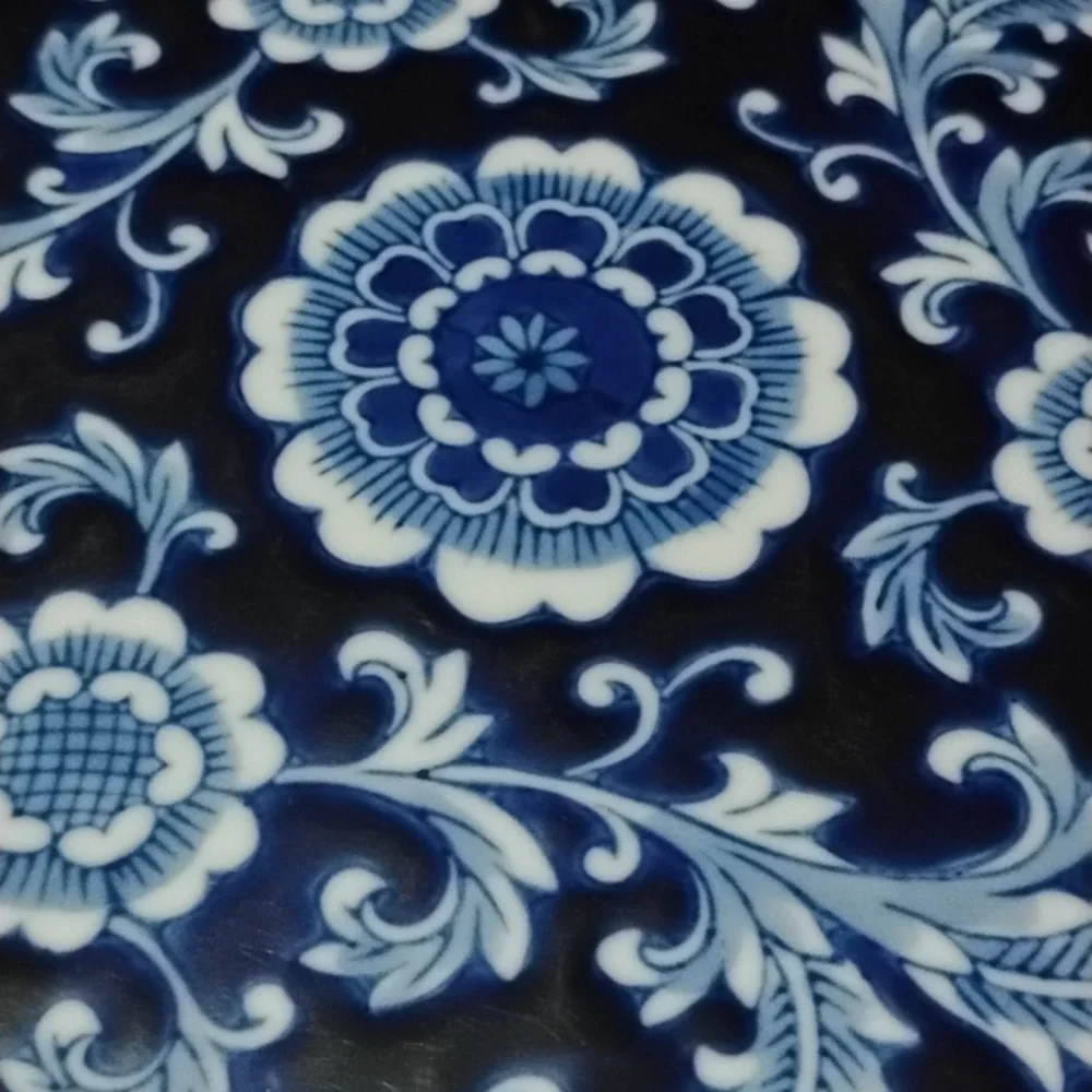 Pier 1 Ceramic Mandarin Cobalt Blue Utensil Rest Trivet Kitchen Decor